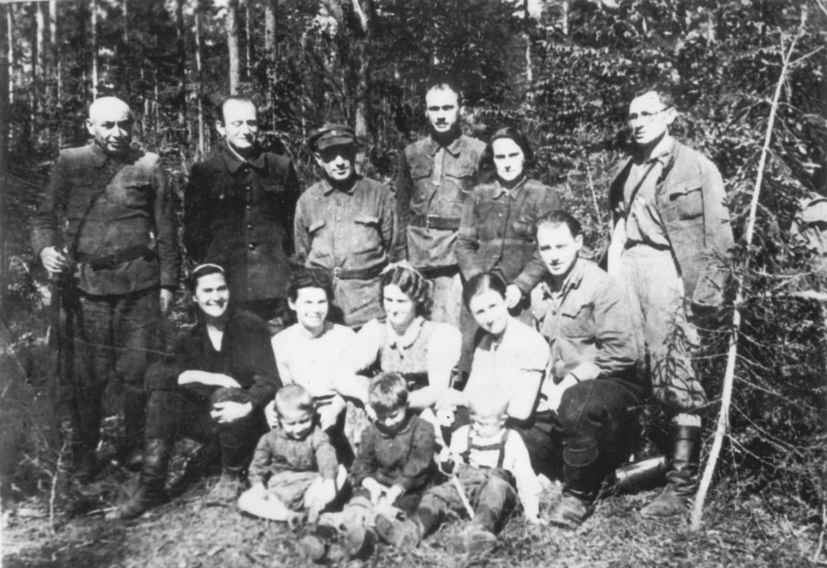 Jews in the Tuvia Bielski family camp in the Naliboki Forest, May 1944. Yad Vashem Archives